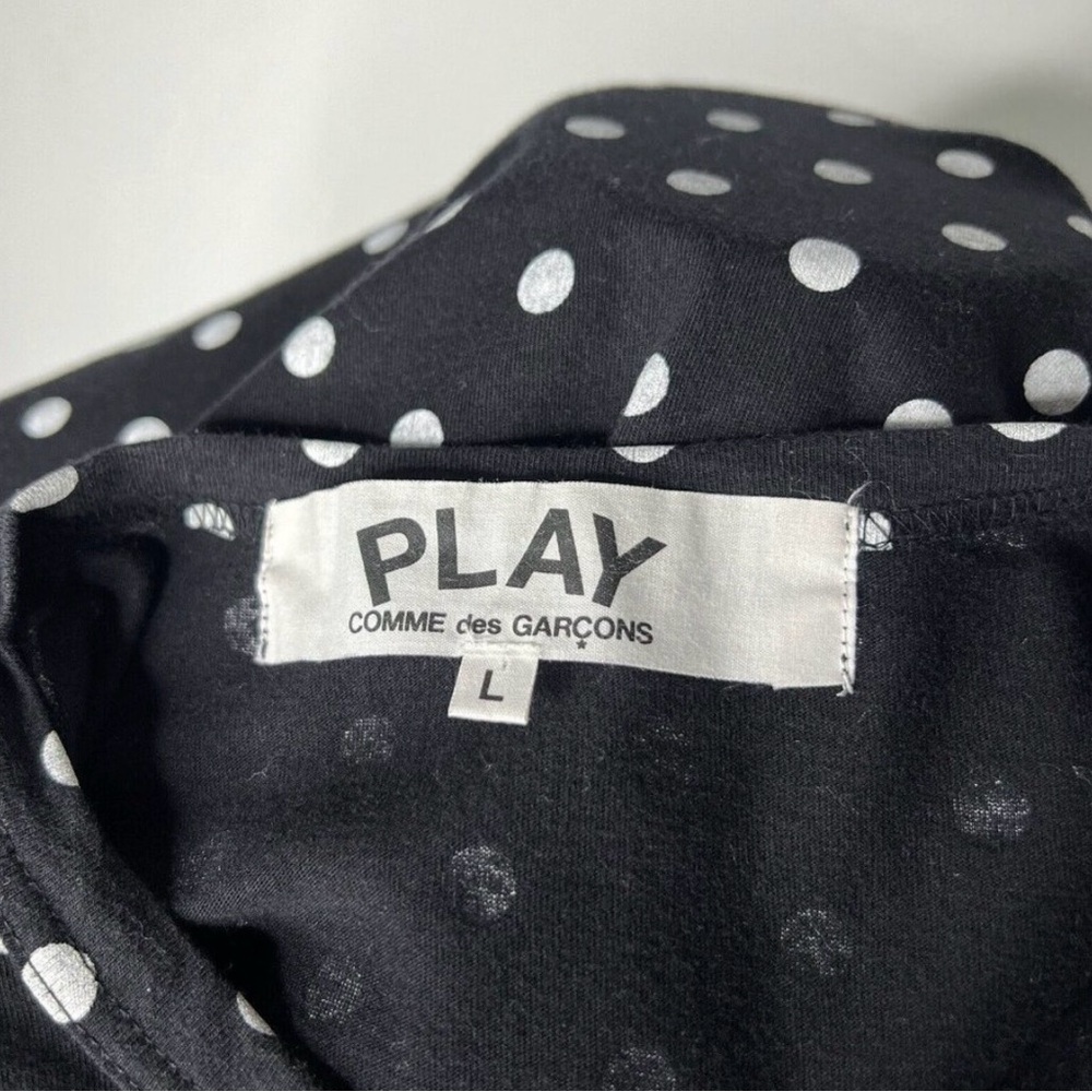 Comme Des Garcons Shirt L Womens Play Black Polka Dot Heart Long Sleeves Cotton - Picture 4 of 6